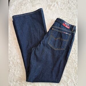 BONGO size 9 low rider flare jeans in a dark wash